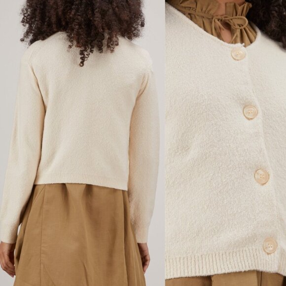 SAMSOE | Toria Scoop Knit Button-Up Sweater Cardigan Cotton in Whitecap Gray - Picture 2 of 9